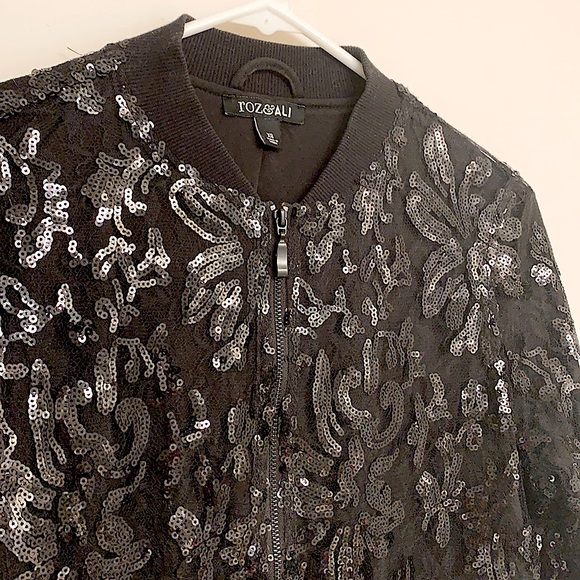 Black Lace Bomber Jacket - Picture 2 of 16